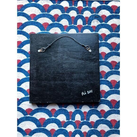 Original Mixed Media Art Flower French Quotes enameled Collage, Signed - Picture 11 of 11